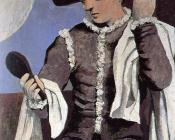 持镜子坐着的小丑 - 巴勃罗·毕加索